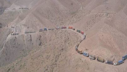 Jingle Trucks on Road in Afghanistan