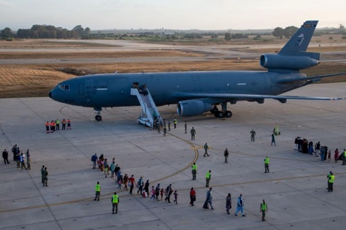 KC-10 Extender with Afghans arriving at Rota, Spain.