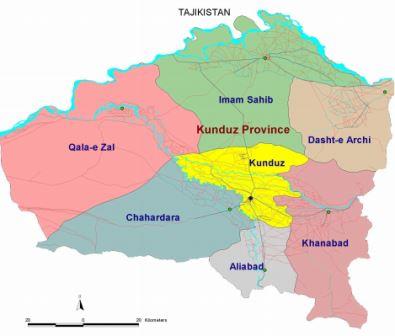 Map Kunduz Province - UNAMA Feb 2010