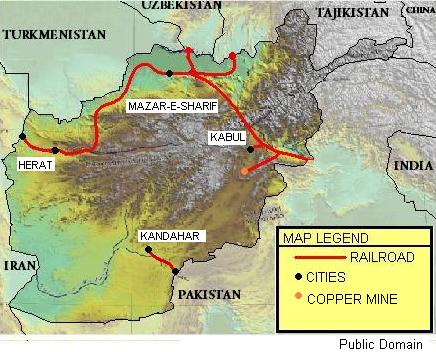 Map of Planned Railroads for Afghanistan